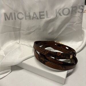 Michael Kors Brown and Black Leather Snake Print Crossbody Strap
